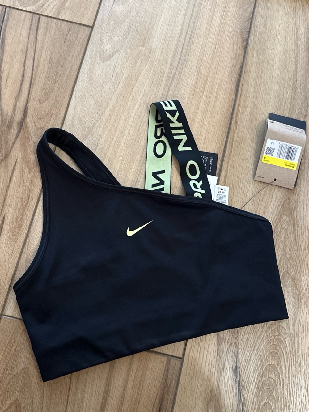 Nike Black Sports Bra with Lime-Green Branded Strap